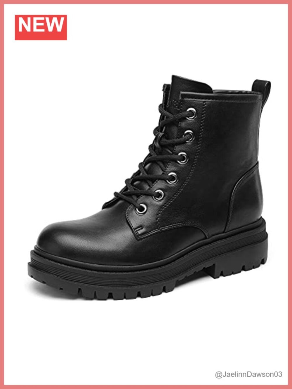 Women's Combat Boots Lace-Up Ankle Boots Faux Leather